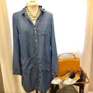 Denim chambray shirt dress tunic top